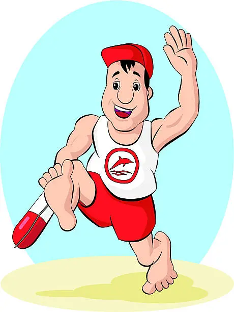 Vector illustration of lifeguard beach cartoon