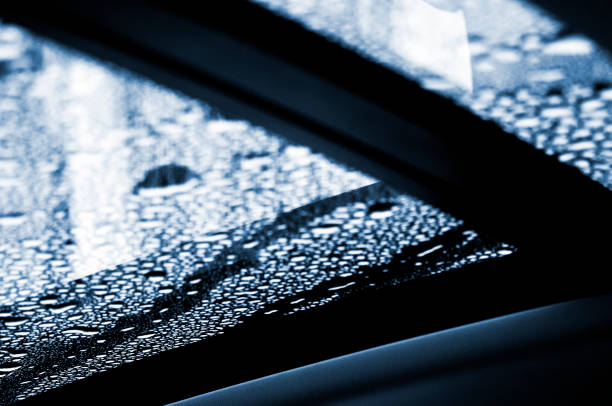 Water drops on car window glass