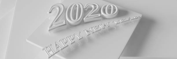 istock Volumetric letters Happy New Year on a white geometric background. panoramic 3d illustration. 1182791211
