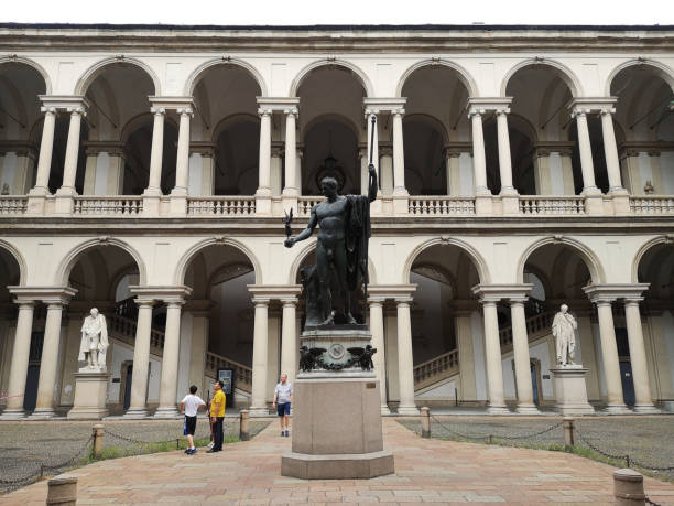 Courtyard of Pinacoteca di Brera art gallery in Milan, Italy - fotografia de stock