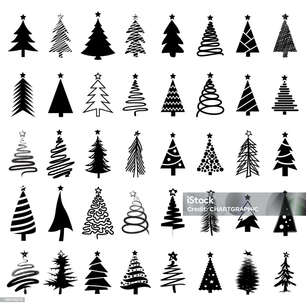 Vetores de Ícone Logotipo Ou Símbolo Da Árvore De Natal Ajustados Para O  Cartão E O Projeto Do Ano Novo e mais imagens de Bola de Árvore de Natal -  iStock