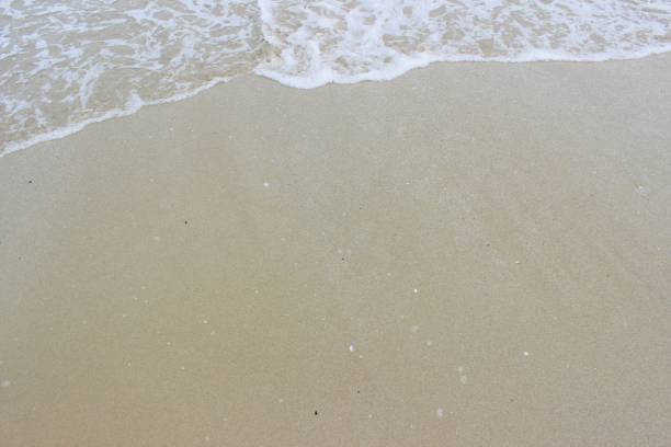 istock Abstract background. Sea waves with bubbles hits the sand beach wallpaper 1182801273