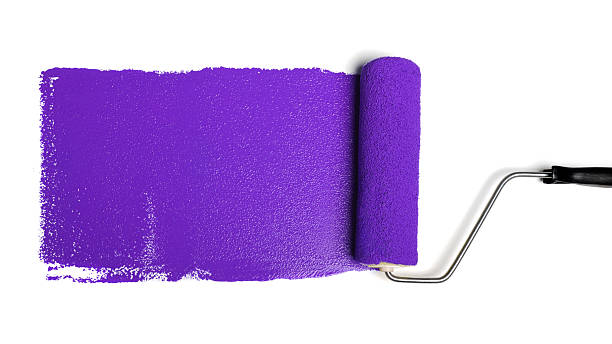 Roller With Purple Paint stock photo