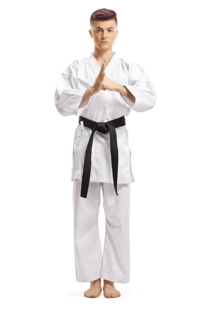 istock Boy in kimono exercising martial arts 1182811282