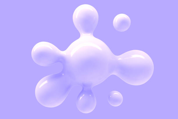 istock Abstract background with flying shiny drops of liquid 3D illustration 1182811334
