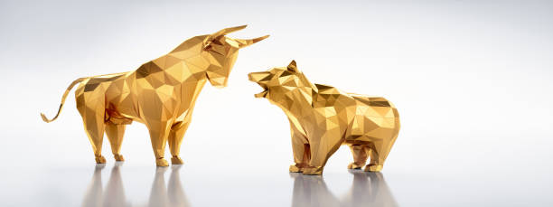 istock Golden polygonal Bull and Bear 1182811540