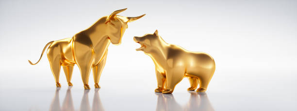 taureau et ours d'or - nasdaq dow jones industrial average stock market finance photos et images de collection