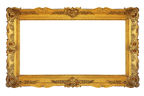 istock Old revival golden picture frame (clipping path) 118281268