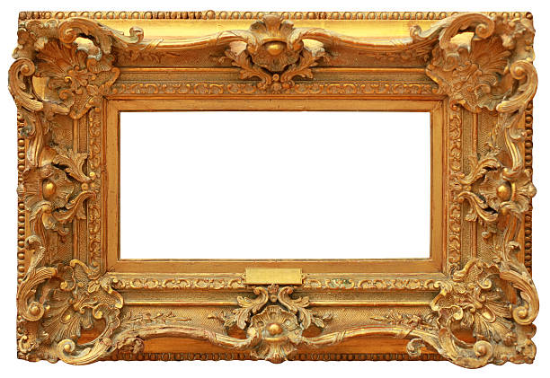 istock Old revival golden picture frame (clipping path) 118281445
