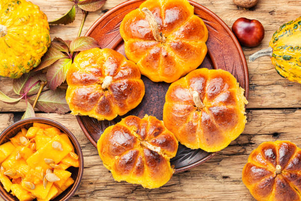 istock Homemade sweet pumpkin buns 1182815395
