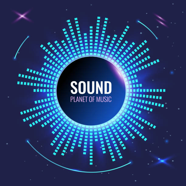 Music abstract background. Planet of sound. Music abstract background. Planet of sound. Bright futuristic equalizer on the background of space. vector illustration. galaxy diagram stock illustrations