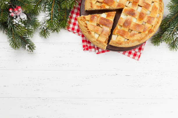 istock Christmas greeting card with apple pie 1182821741