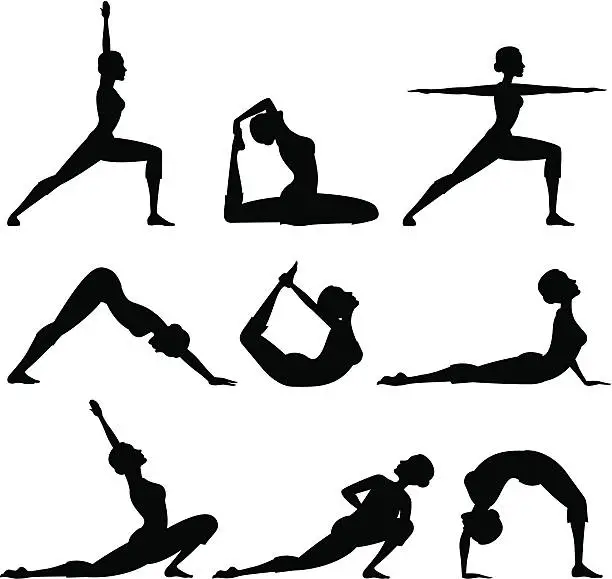 Vector illustration of Yoga Silhouettes