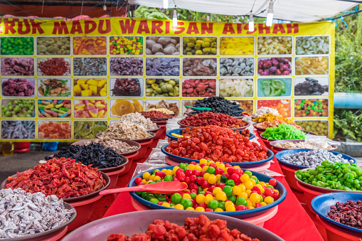 Cameron Highlands Malaysia. March 10 2019. A view of a local sweet market stall at The Kea Farm Market in Cameron Highlands