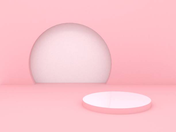 istock 3D Render of Abstract Yellow Composition with Podium 1182833595