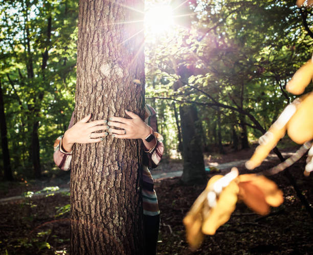 istock woman hands hugging a tree - fight climate change, save planet earth 1182843079