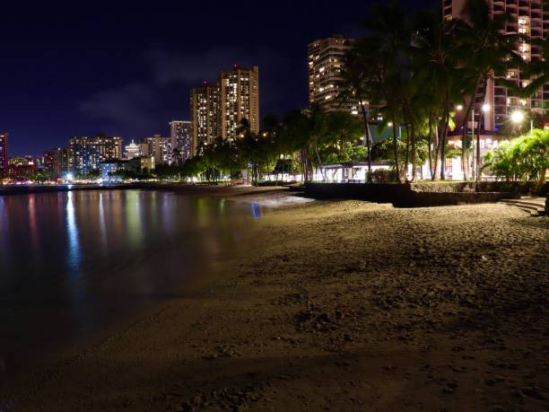 istock Panoramic Night View or Waikiki Beach 1182843773