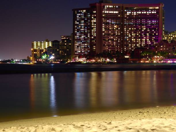istock Panoramic Night View or Waikiki Beach 1182844845