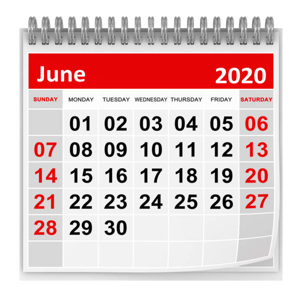June 2020 June 2020 , This is a 3d rendered computer generated image. Isolated on white. june file stock pictures, royalty-free photos & images