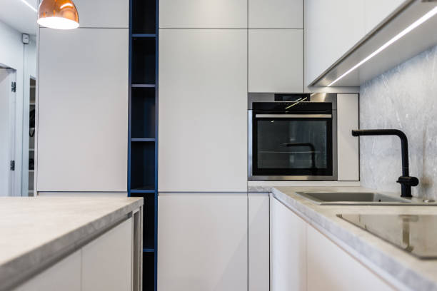 istock Side view of new modern kitchen 1182847068