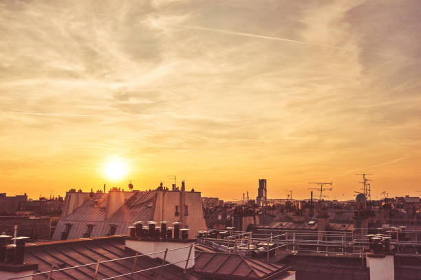 Cropped shot of historical buildings in the city of Paris, France
