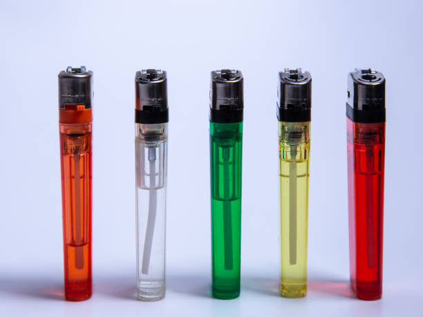 istock five gas lighters in different colours on a white background 1182850494