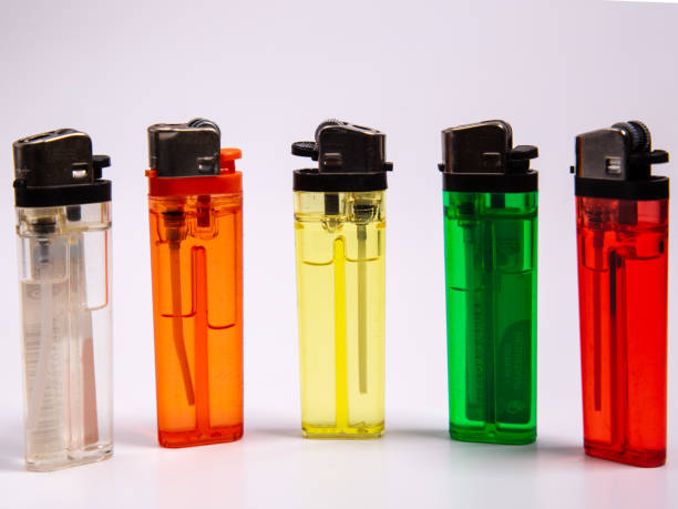 istock five gas lighters in different colours on a white background 1182850529