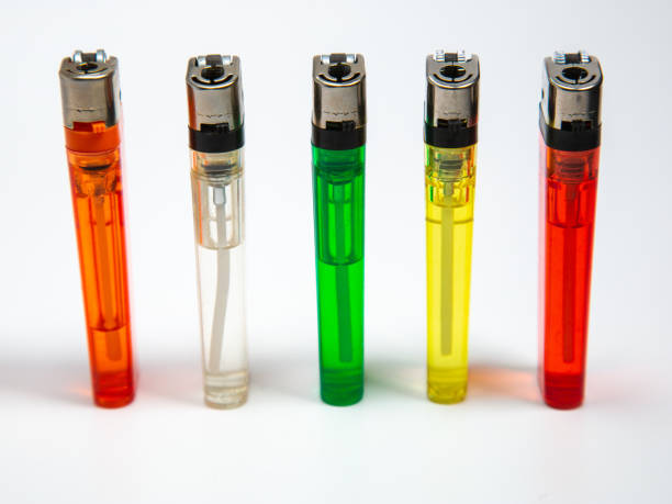istock five gas lighters in different colours on a white background 1182850559