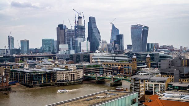 istock London in the spring. View on business modern district.U.K. 1182851429