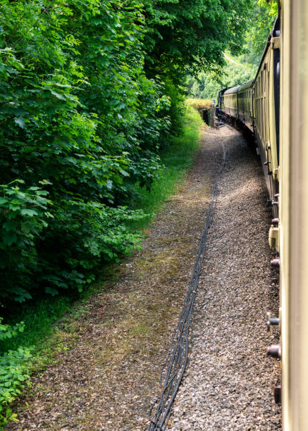 istock Old steam train on the way to station 1182851613