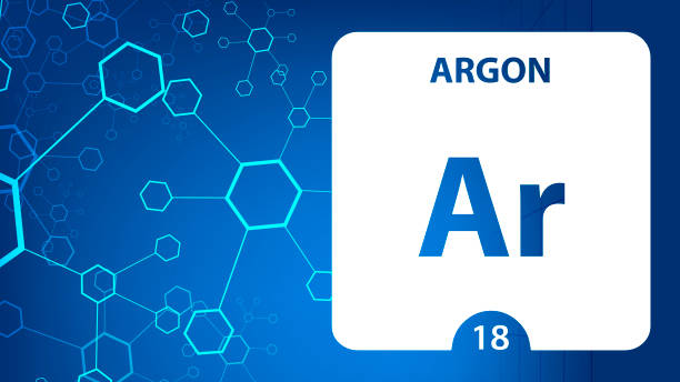 abstract vector science concept background polygonal geometric design pattern Argon 18 element. Alkaline earth metals. Chemical Element of Mendeleev Periodic Table. Argon in square cube creative concept. Chemical, laboratory and science background for university college use"n argon stock illustrations