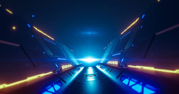 istock Abstract concept of sci-fi corridor 1182856707
