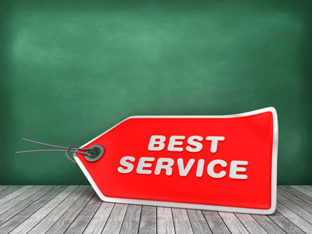istock BEST SERVICE Price Tag on Chalkboard Background - 3D Rendering 1182858060