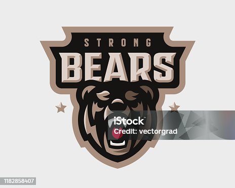 istock Bear modern logo. Grizzly design emblem template for a sport and eSport team. 1182858407