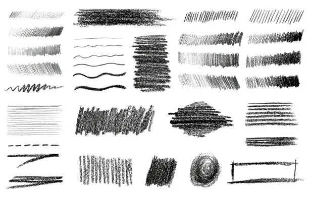 Vector illustration of Charcoal and Graphite Pencil Art Brushes Vector Set.