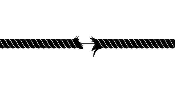 흰색 배경에 격리 된 깨진 로프 벡터 디자인 그림 - rope frayed danger broken stock illustrations