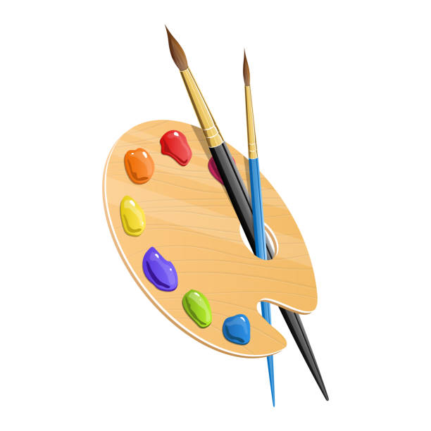 kunstpalette vektor design illustration isoliert auf weißem hintergrund - palette tempera painting colors paint stock-grafiken, -clipart, -cartoons und -symbole