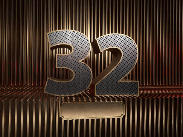 istock number 32 (number thirty-two) with small holes 1182863531
