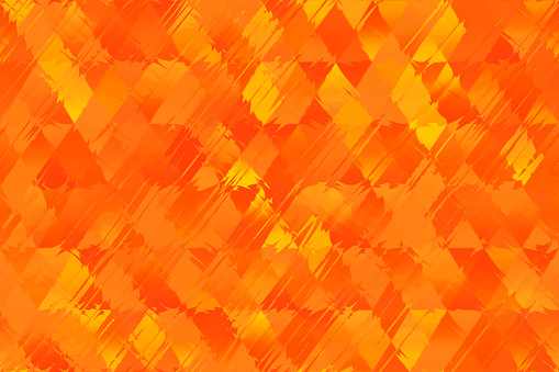 Orange Red Yellow Autumn Flame Fire Striped Diamond Seamless Pattern Triangle Rhomb Distorted Geometric Texture Blurred Background Digitally Generated Image