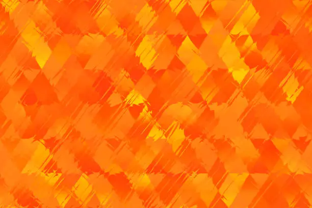 Photo of Orange Red Yellow Autumn Flame Fire Striped Diamond Seamless Pattern Triangle Rhomb Distorted Geometric Texture Blurred Background