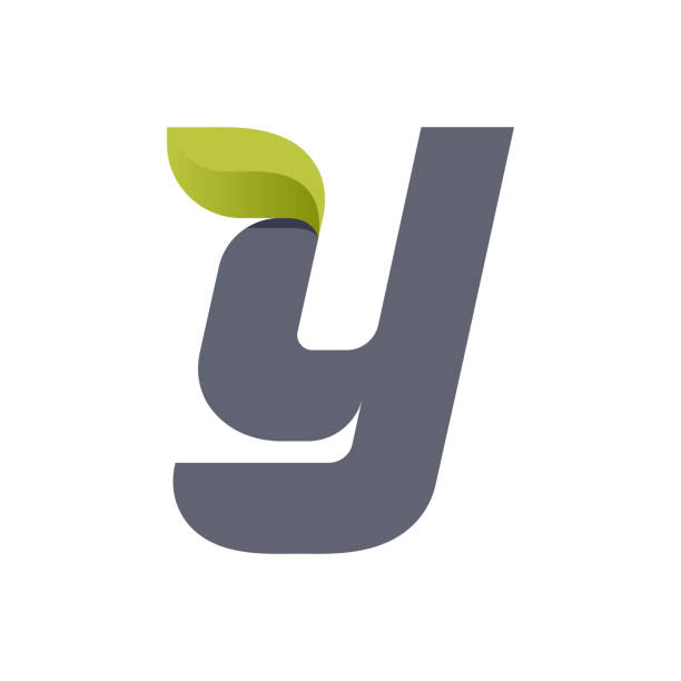 y-buchstabe eco-logo mit grünem blatt. - letter y alphabet wood typescript stock-grafiken, -clipart, -cartoons und -symbole
