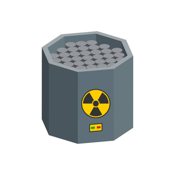 흑연 막대가있는 원자로. 아이소메트릭 및 3d 뷰. - nuclear power station construction uranium energy stock illustrations