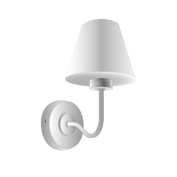 istock Vector illustration of a lamp with a shade for the wall on a white background. Monochrome illustration of lamp 1182873469