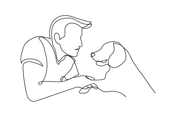 Vector illustration of Dog and owner interaction