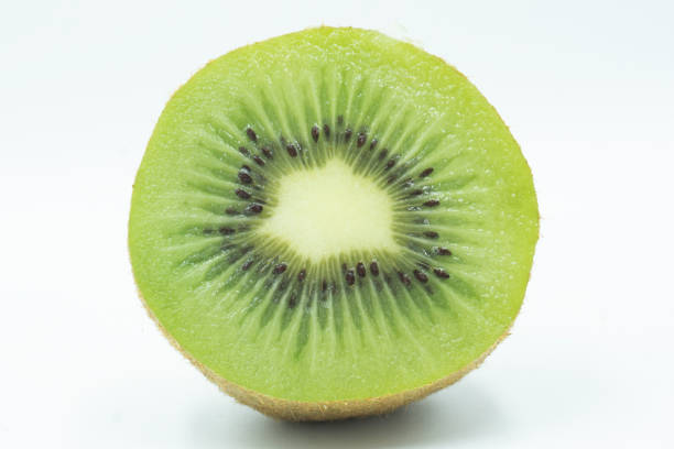 istock Ripe whole kiwi fruit and half kiwi fruit isolated on white background 1182874024