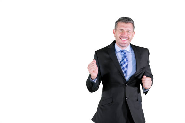 istock Businessman clenching hands to expressing happy 1182877124