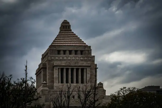 Parliament and the cloudy sky. Shooting Location: Tokyo metropolitan area