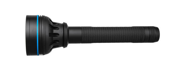istock modern black metal flashlight isolated on white background 1182880180