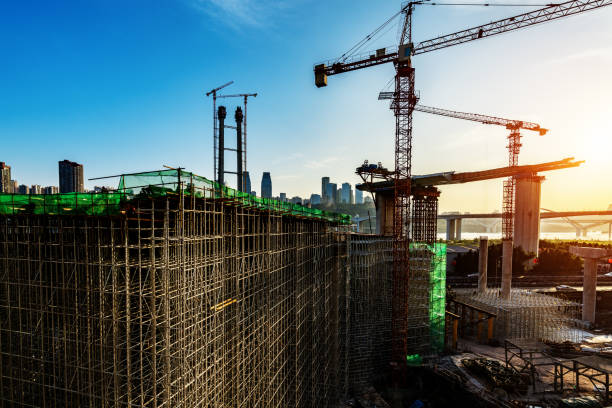 istock Tower cranes, skyscrapers on construction sites 1182881417