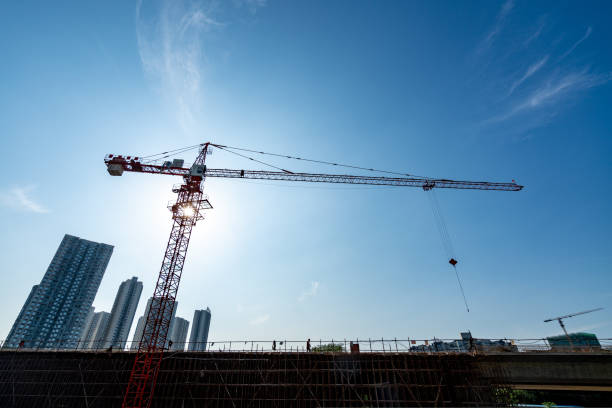 istock Tower cranes, skyscrapers on construction sites 1182881425